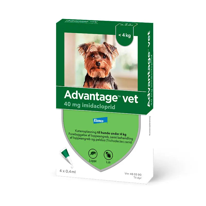 ADVANTAGE VET Loppemiddel hund under 4 kg -  4x0,4 ml