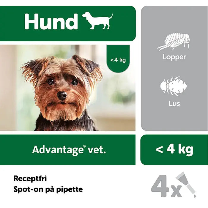 ADVANTAGE VET Loppemiddel hund under 4 kg -  4x0,4 ml