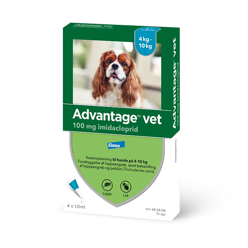 ADVANTAGE VET Loppemiddel hund 4-10 kg - 4x1,0 ml