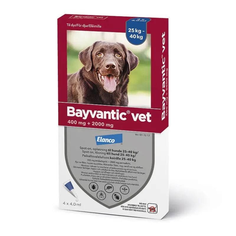 BAYVANTIC VET Flåt- & loppemiddel hund 25-40 kg - 4x4,0 ml