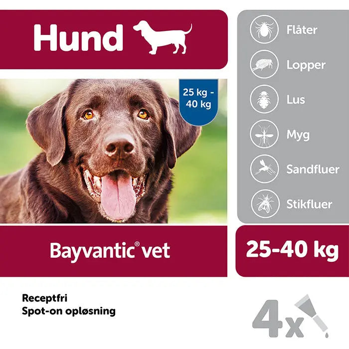 BAYVANTIC VET Flåt- & loppemiddel hund 25-40 kg - 4x4,0 ml