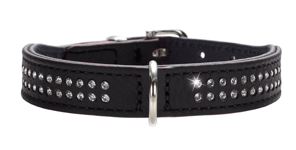 Læderhalsbånd 20-24 cm sort
