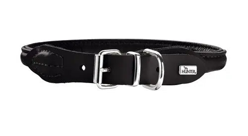 Læder rund halsbånd Elg 33-37 cm 8 mm bred sort