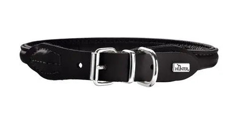 Læder rund halsbånd Elg 33-37 cm 8 mm bred sort
