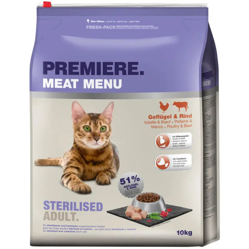 Meat menu Adult Sterilised fjerkræ & okse 10 kg