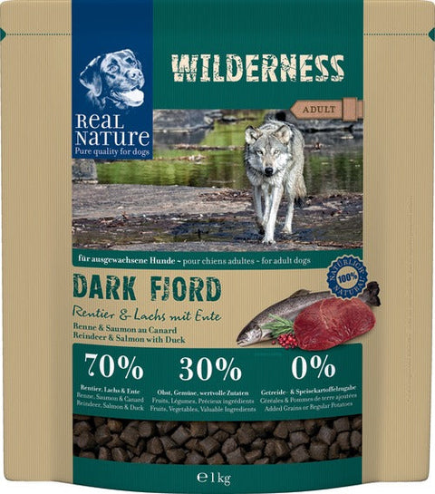 Adult Wilderness Dark Fjord kronhjort, laks & and 1 kg