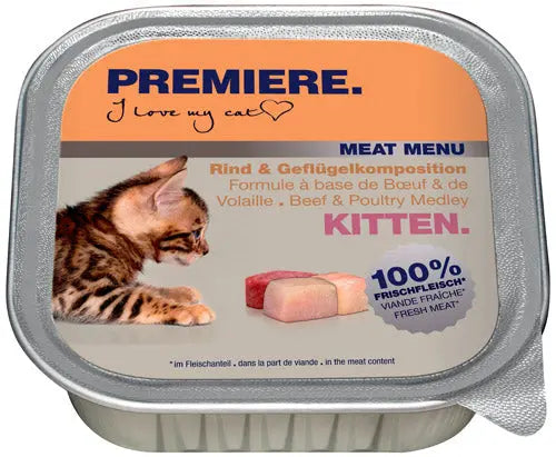 Kitten Meat Menu, alu-bakke okse og fjerkræmix 100 g