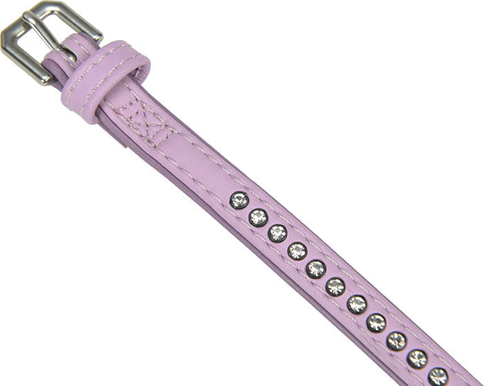 Kunstlæderhalsbånd Deluxe Rhinestones XXS rosa