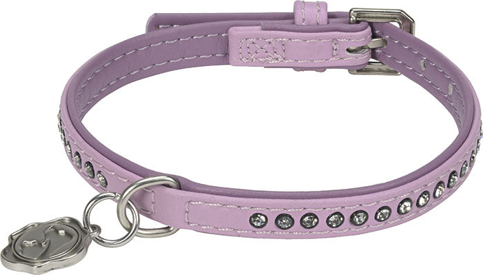 Kunstlæderhalsbånd Deluxe Rhinestones XS rosa