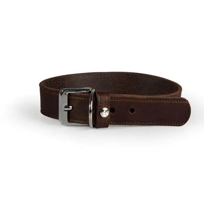 Læder halsbånd Weinheim 47-53 cm mocca bred