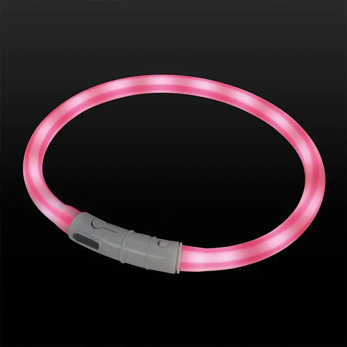 Lyshalsbånd Blinking Silikone 65 cm pink stribet
