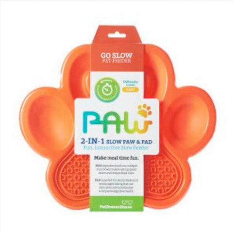 2-in-1 slow feeder & slikkemåtte easy orange