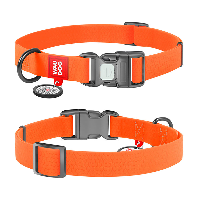Halsbånd WP orange m/QRkode - 25 mm, 38-58 cm